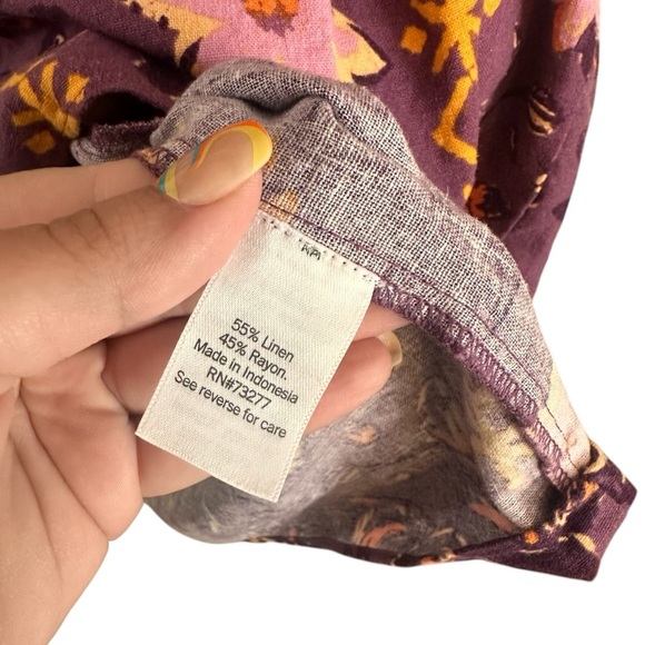 Sonoma Plum Purple Golden Floral Linen Blend Sleeveless Shift Dress Size 0X - Picture 5 of 7